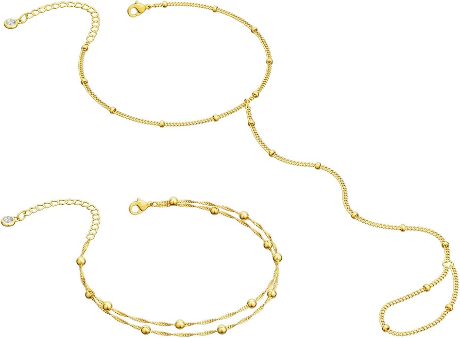 MBW Gold Bracelets for Women Trendy, Dainty 14K Gold Plated Bracelet Stack Beaded Chain Bracelet Set Thin Small Cute Paperclip Bracelets Fashion Waterproof Jewelry Gift Gold Accessories for Women