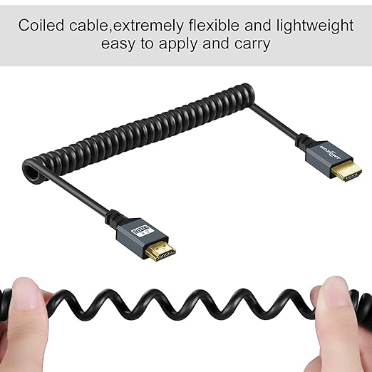 Twozoh Coiled HDMI Extender Cable - 4K UHD Support, 3D, 1080p, HDMI 2.0a/b/1.4a (Extend up to 1.5M/5FT)