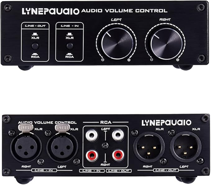 Volume Controller, Audio Volume Control Box, Passive Audio Volume Controller with Fully-Balanced & Single-Ended Mode XLR & RCA Interface for Home Stereo System Pre-Amplifier Speaker