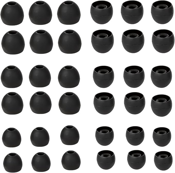 Silicone Earbud Replacement Tips Earbud Tips Ear Bud Covers for Fit Most in-Ear Earbuds(Inner Hole 3.8mm -5.5mm) Headphone Rubber Tips Eartips 18 Pairs S M L