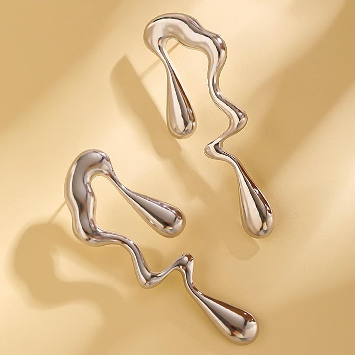 Teardrop Earrings Gold Palated Earrings Large Irregular Geometric Studs Big Lightweight Waterdrop Earrings Jewelry for Women