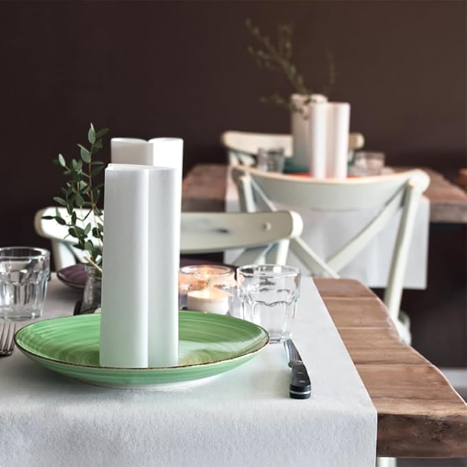 White Airlaid Napkins 15.7" x 15.7" (50 Pack) | Linen-Feel Disposable Dinner Napkins for Weddings, Restaurants, and Events | Soft, Absorbent, Cloth-Like Paper Napkins