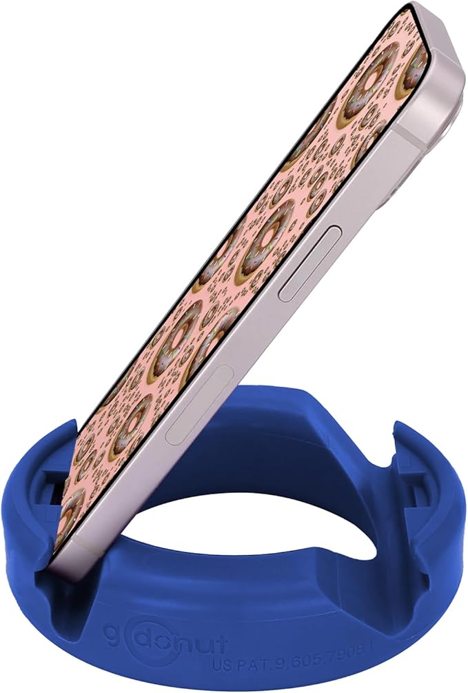 GoDonut – Phone Stand Original – Cell Phone Holder + Tablet Stand Desk Organizer – Compatible with Tablet, iPhone 16 15 14 Pro Max, Android & Most Smartphones - Blue