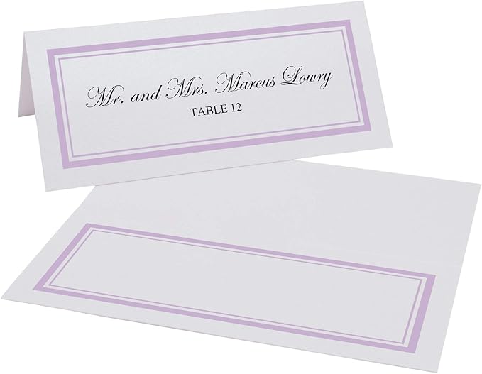 Double Line Border Place Cards, Lavender (Choose Color), Set of 150, Pre-cut and Scored - Wedding, Party, Dinner, and Special Events - Made in the USA