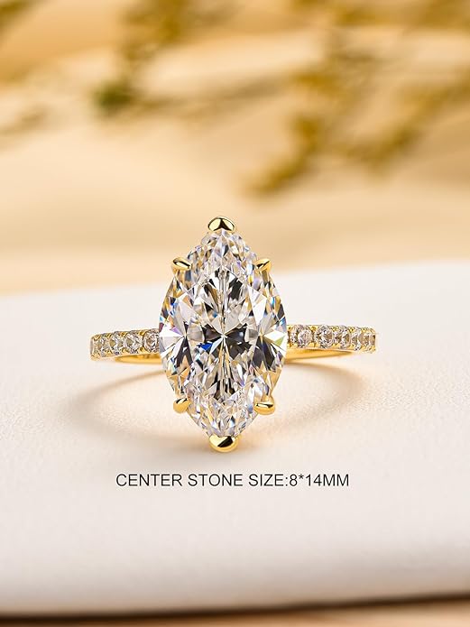 3.5CT Marquise Cut Engagement Ring, AAAAA Grade Cubic Zirconia Promise Ring for Women, S925 Silver Bridal Wedding Jewelry