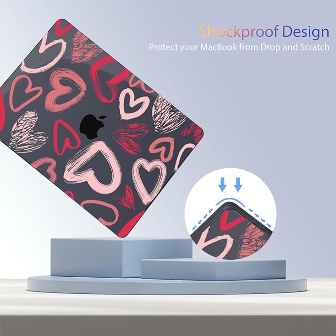 Teryeefi for MacBook Air M4 M3 M2 13 inch Case 2025 2024-2022 Release Fits Model A3240 A3113 A2681, Protective Plastic Hard Shell Cover for MacBook Air 13.6 inch, Heart A002