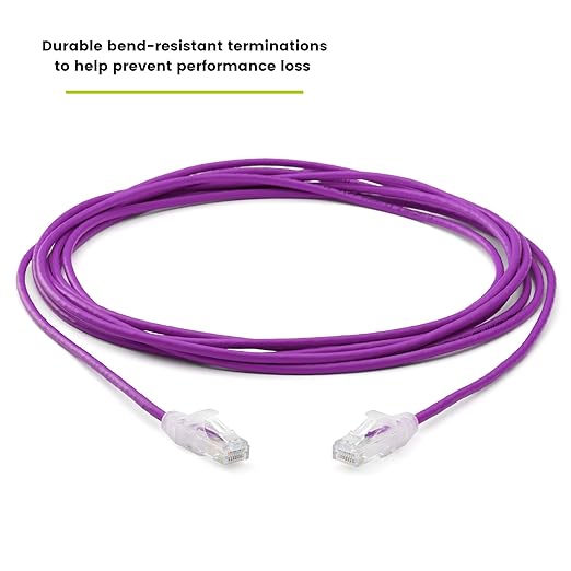 TRUECABLE Cat6 Component Rated Patch Cable, Unshielded (U/UTP), 14ft, Purple, 28AWG Solid Copper, Snagless 10G High-Speed Ethernet Cable, PoE++ 4PPoE 100W, UL Listed, RoHS-3, 5 Pack
