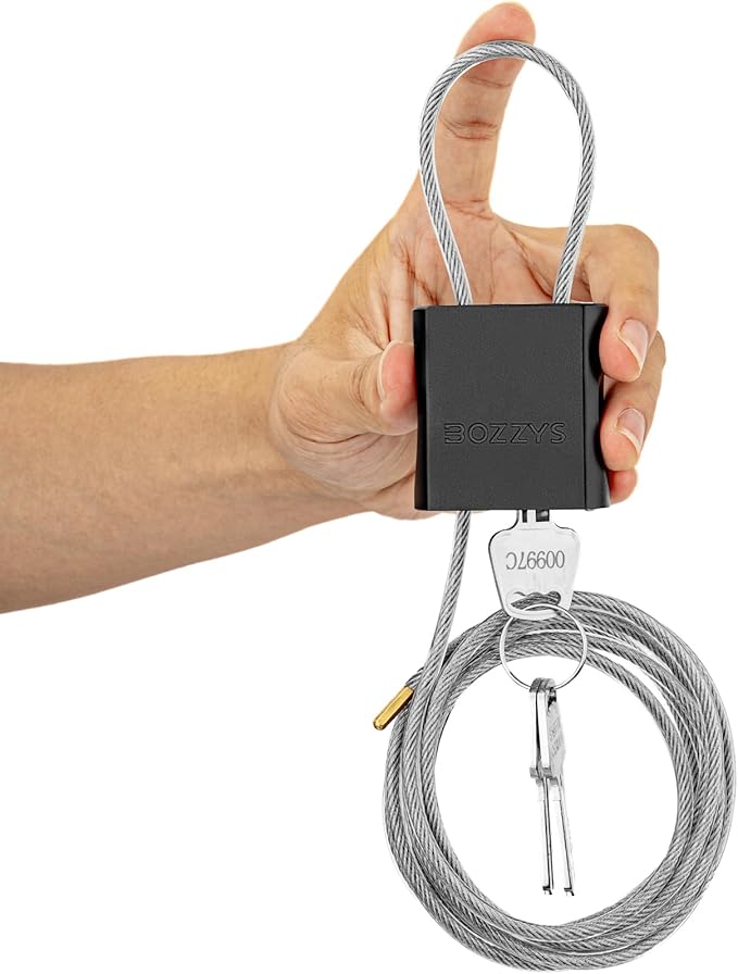 Cable Lock with 3 Keys | L 6.56ft(2m),D 1/6in(4mm) Adjustable Steel Cable Padlock | Aluminum Locks for Bikes, Gate, Lockers & Outdoor Gear | Weatherproof & Black