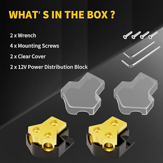 12V Power Distribution Block Car Audio 2 Way 0/2/4 Gauge in 4/6/8 Gauge Out, Quality Ground Distribution Block 12 Volt Amp Distribution Block Splitter for Automotive Car Marine Boat (2 Pack)