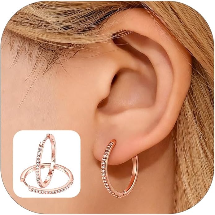FaithHeart Sterling Silver Hoop Earrings for Women, Hypoallergenic Huggie Hoop Earrings Lightweight Small Cartilage Earrings Hoop Earring Dainty Everyday Earrings 6/8/10/12/14/15/16/18/20mm