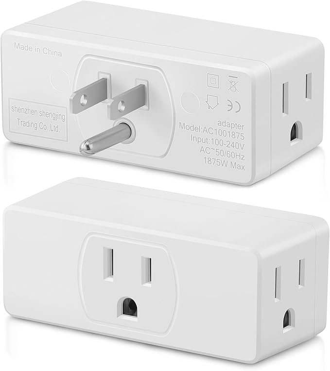 Multi Plug Outlet Extender 1pack, Multiple Outlet Splitter, 3 Outlet Grounding Wall Adapter, Multi Plug Wall Outlet, Multiple Plugs in One Outlet, Cruise Essentials, Electrical Wall Outlet Splitter
