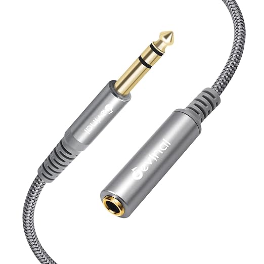 Devinal 1/4 inch Headphone Extension Cable, 6.35mm TRS Male to Female Stereo Cord, Quarter Inch Guitar Cable Extender, 15ft (4.5 Meters)