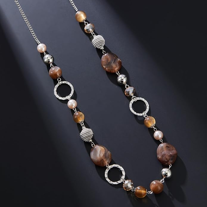 PEARL&CLUB Long Beaded Necklaces For Women - Sweater Chain Fashion Jewelry Necklace Gifts For Women