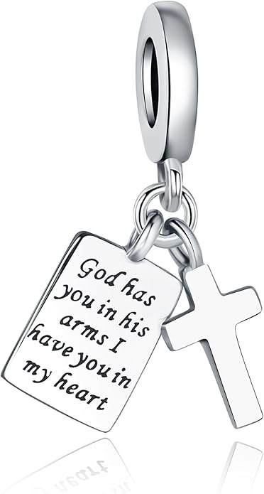925 Sterling Silver Charms Fit Pandora Charms Bracelet God Has You In His Arms I Have You In My Heart Fit Wife Daughter Mother's Day Christmas Birthday Gift