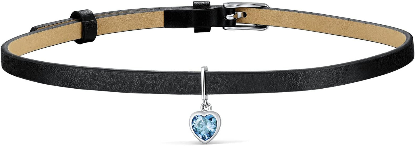 Custom4U Personalized Black Leather Choker Necklace with Picture/Name/Initials/Letters Charm,Custom Made Adjustable Choker Collar Gothic Punk Necklaces Jewelry Gifts for Women