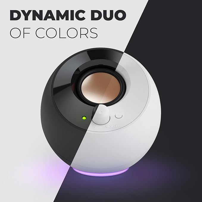 Creative Pebble SE Minimalist 2.0 USB-C Powered PC Speakers with RGB Lighting, 3.5 mm AUX-in, Up to 4.4W RMS Power for Computers and Laptops (White)