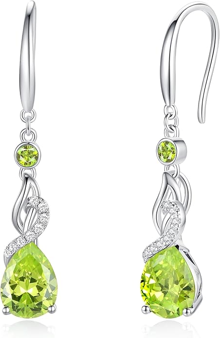 FANCIME Teardrop Dangle Drop Earrings 925 Sterling Silver Pear Gemstone Birthstone Earring Fine Jewelry Birthday Gifts for Women