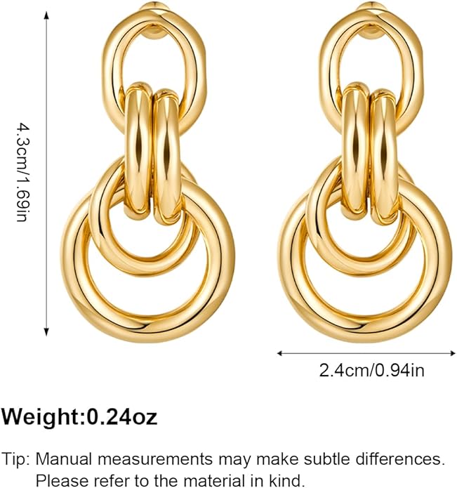 Gold Geometric Drop Dangle Earrings for Women Long Link Dangle Earrings Jewelry Gift