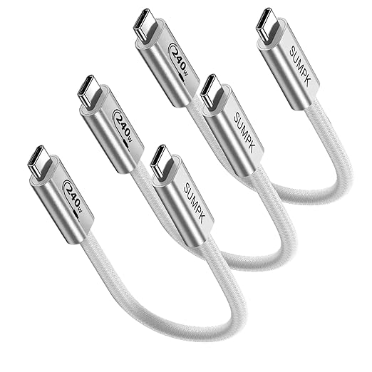 240W USB C Cable 6 inch, Short USB C Cable Compatible with iPhone 16/16 Pro/16 Plus/16 Pro Max, MacBook Pro/Air, iPad Pro/Air, Dell XPS, Galaxy S23