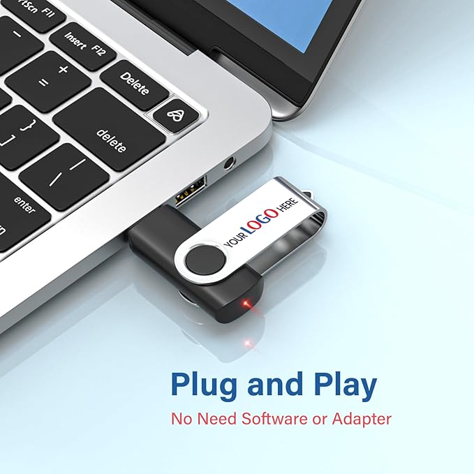 Personalized Flash Drives 2GB, Wooolken Customizable USB 2.0 Thumb Drives 10/20/50/100 Pack, Logo Memory Stick Custom Flash Drive Engraved Logo (Mixcolors)