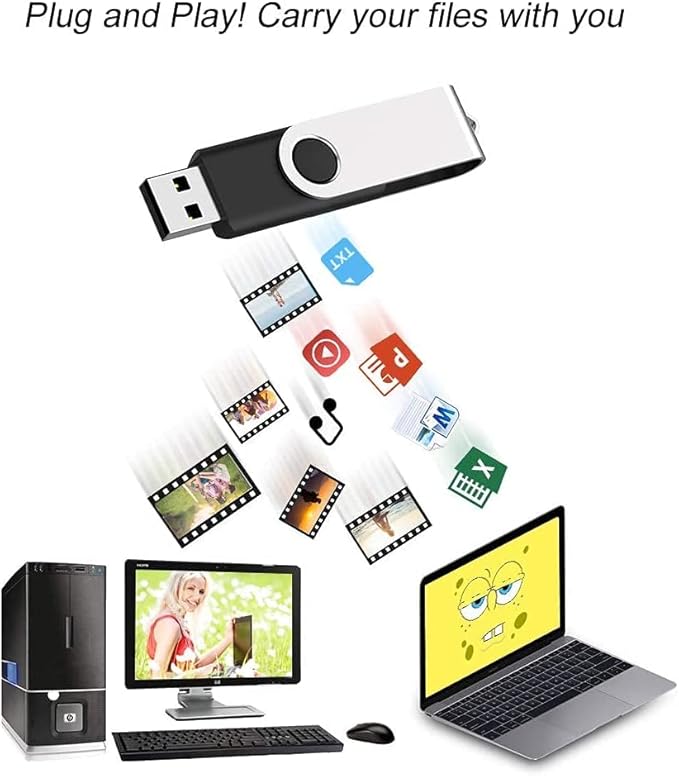JUANWE 2GB USB Flash Drive 10 Packs, 2.0 Thumb Drives 360° Swivel Shell, USB Sticks Jump Drives for Storage, Mutipack Zip Drive Pen Drive for Computer/Car，Bulk Memory Sticks - Black