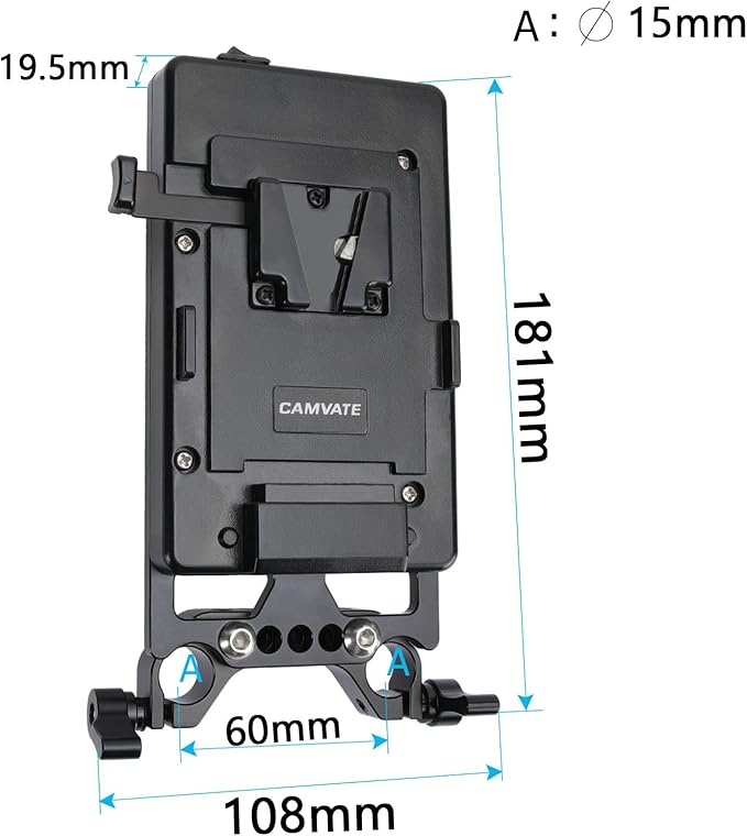 CAMVATE V Lock Mounting Plate Power Supply Splitter with 15mm Rod Clamp - 1524