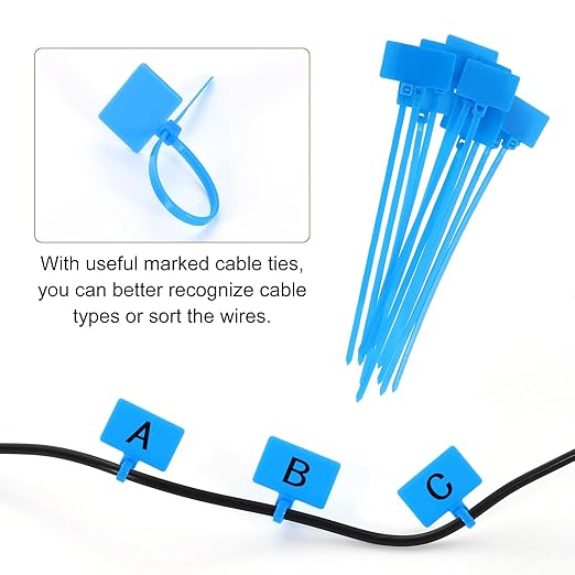 uxcell Desk Grommet, 2-3/8" (60mm) Zinc Alloy Cable Hole Cover Wire Cord Organizer with Marked Cable Ties for Home Office Desktop Wire, Black