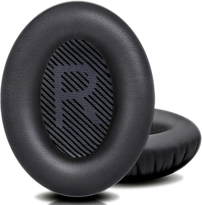 QOQOON Professional Headphone Replacement Ear Pads for Bose QuietComfort 35 2 15 25 Earpads Cushion for QC2 QC15 QC25 SoundTrue SoundLink Around-Ear Headphones (QC35/35ii, Black Cushion + Black Mat)
