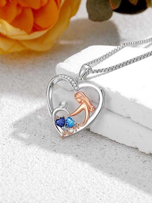 Valentines Day Gift for Mom Mother Daughter Necklace Birthstone Necklaces for Women Anniversary Jewelry Valentine Mothers Day Christmas Birthday Gifts for Mom Women Her Wife Girlfriend