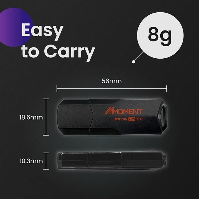MMOMENT MK700 1TB USB 3.2 Gen2x1 Flash Drive, Read Speed up to 600MB/s, Write Speed up to 500MB/s,Thumb Drive
