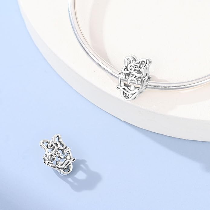 LIGHTDOG 925 Sterling Silver Charm fits Pandora Charm Bracelet Necklaces Pendant Bead Charms Jewelry Gift for Women Family Friends