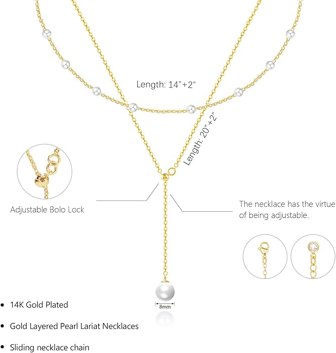 OGD Gold Pearl Necklaces Set for Women 14K Gold Plated Dainty Layered Pearl Cute Daisy Pearl Choker Gold Necklace Gifts for Women Gold Trendy Jewelry Gifts