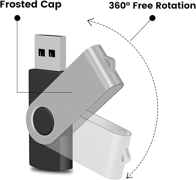EASTBULL 64 GB Flash Drive USB 2.0 64 GB Single Pack Thumb Drive Swivel Design Memory Stick Zip Drive Jump Drive for Storage and Backup(Silver)