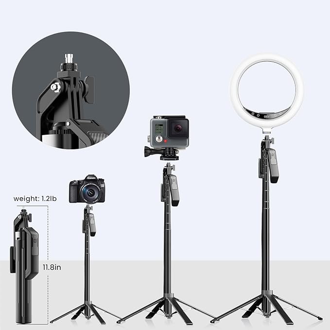 71" Phone Tripod Selfie Stick with Wireless Remote & 2 Fill Lights, Extendable Phone Stick for iPhone, Android, Camera & GoPro, S30 Portable Travel Tripod for Vlogging, Live Streaming(Black)