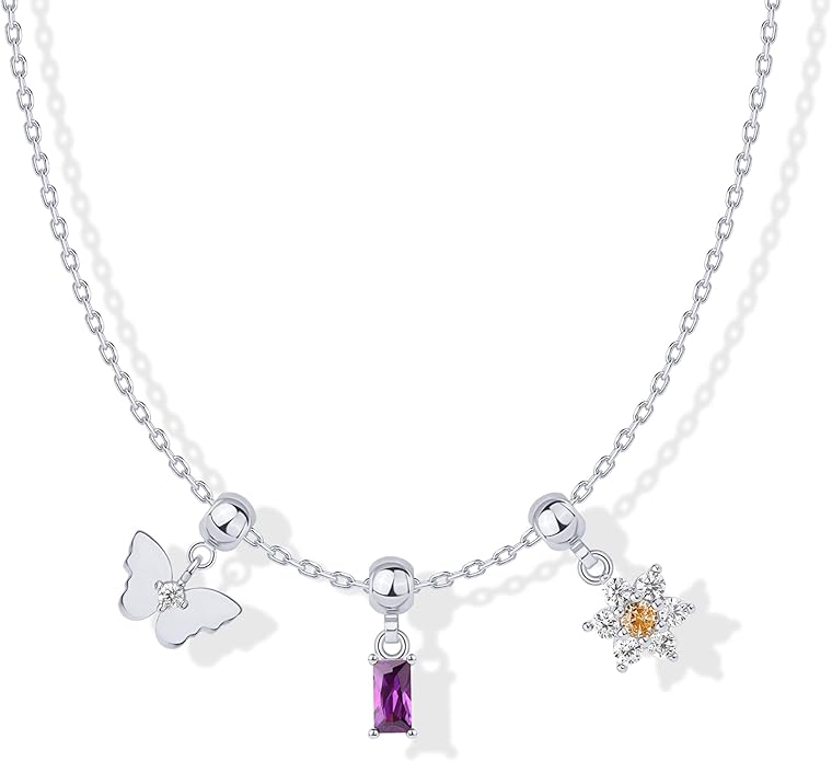 PAVOI 14K Gold Plated Dainty Necklace with Charms Set - Hypoallergenic Adjustable Chain Gold Charm Necklace for Women - Small Motif & Mantra 2 and 3-Pack Removable Pendants - Cute Jewelry Gifts