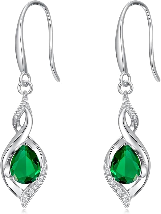Birthstone Earrings for Women 925 Sterling Silver Infinity Love Jewelry Valentines Day Birthday Gifts for Her Mom Wife Girlfriend