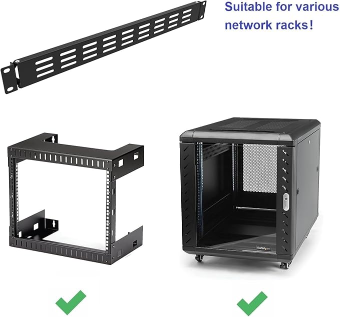 1U Hinged Vented Rack Mount Blank Panel Spacer for 19in Server Rack or Network Cabinet (1U Vented Blank Panel) (Pack of 2)