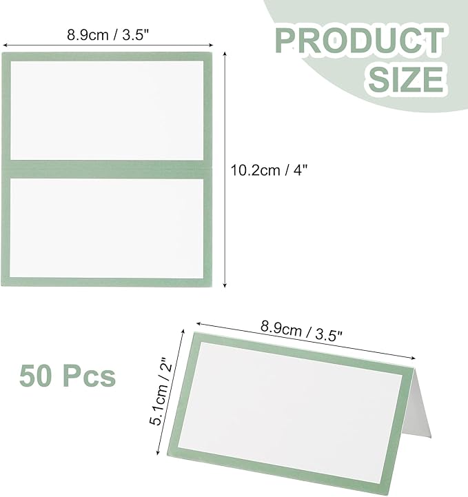 PATIKIL 50Pcs Table Place Cards, 3.5 x 2 Inches Blank Name Place Cards for Table Setting Wedding Reception Buffet, Green
