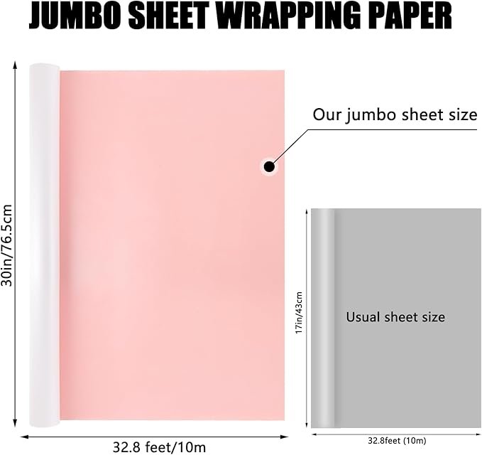 NESCCI Oversized Matte Wrapping Paper,Double Sided Solid Color Pearly-Lustre Paper,Gift Wrapping Paper,Perfect for Wedding,Valentine's Day,Birthday,Christmas,Baby Shower (30 Inches X 32.8 Feet)