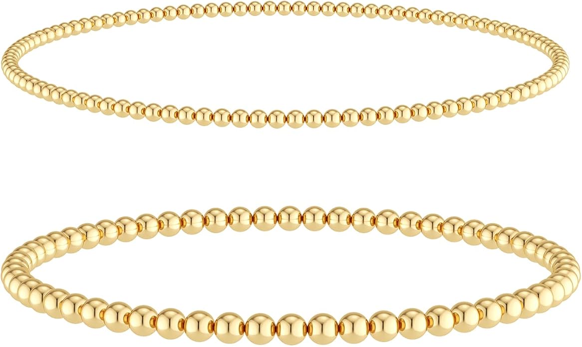 MBW Gold Bracelets for Women Beaded Bracelets Dainty Bracelet 18K Gold Plated Paper Clip | Cross Bracelet Twisted Rope Link Chain for Women Jewelry