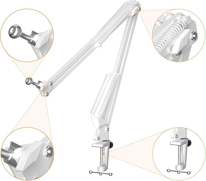 COMICA Wireless USB Microphone for Computer and Smartphone,48kHz/24bit RGB Cardioid Condenser Gaming Mic for Podcasting,Streaming,Recording,Music Creation,with Boom Arm Stand-White (EJoy Uni Pro A)