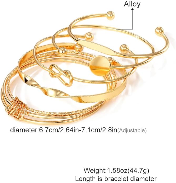 Gold Bangle Bracelets For Women Stackable Cuff Bracelet Set, Trendy Dainty Non Tarnish Gold Bangle Ideal Jewelry Gift for Women