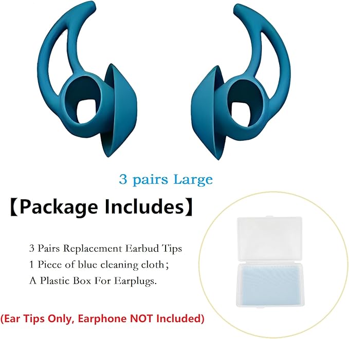 3 Pairs Large Earbud Tips Compatible with Bose QuietComfort and Sport Earbuds