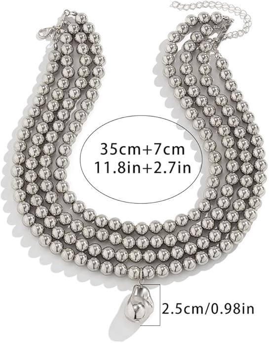 4 Tier Boho Women Multilayer 1920s Necklace Chunky Dainty Beads Layered Choker Necklaces Handmade Beads Fashion Chunky Pendant Multilayer Adjustable Layering Chain Necklaces for Women