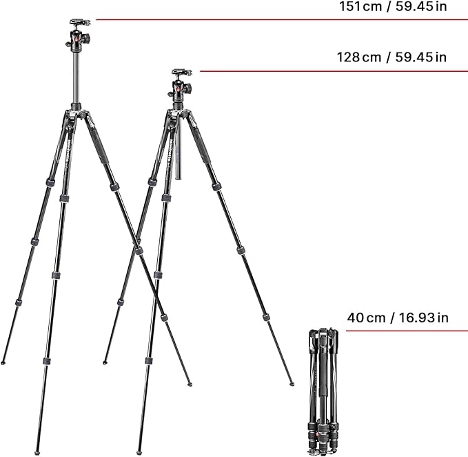 Manfrotto Befree Advanced Camera Tripod Kit with Twist Closure, Travel Tripod Kit with Ball Head, Portable and Compact, Camera Tripod in Aluminum for DSLR, Reflex, Mirrorless, Camera Accessories