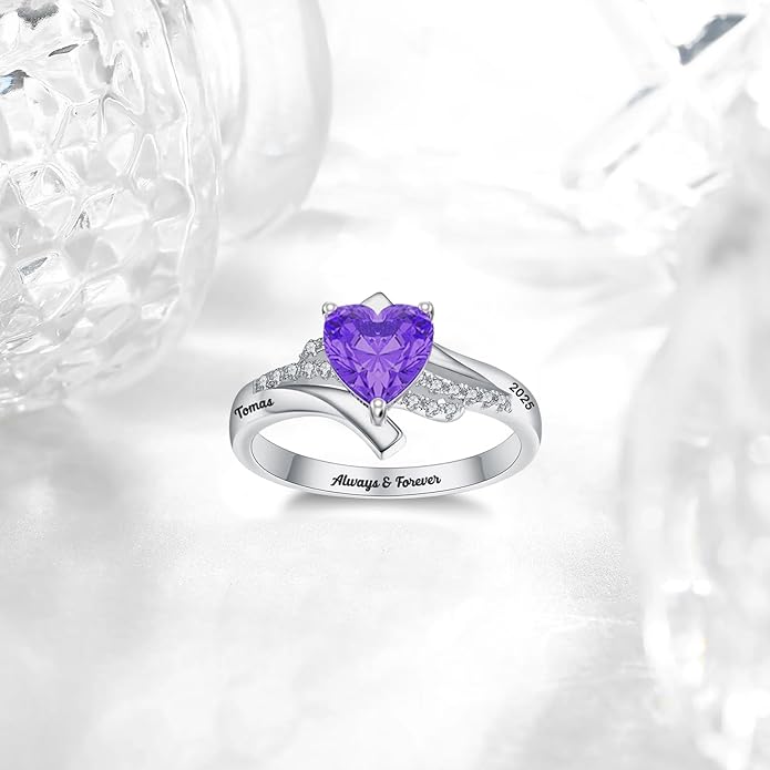 Custom Class Ring 925 Sterling Silver Birthstone Customized Personalized High School College University Women's Class Ring Graduation Gifts
