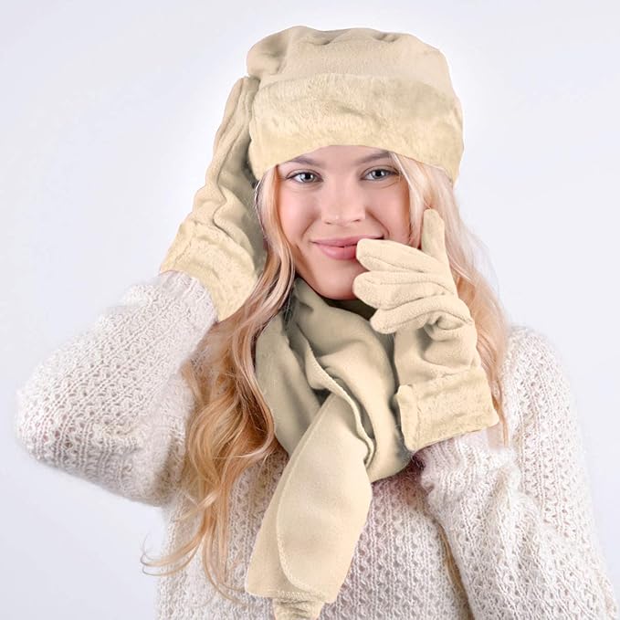 boxed-gifts Women's Warm Fleece Winter - Women's Hat and Glove Set + Hats Gloves Scarves for Women