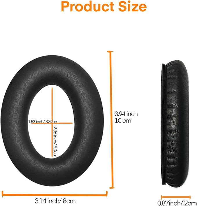 MBWIGF Replacement Ear Pads for Bose QuietComfort 35 (QC35) & Quiet Comfort 35 II (QC35ii) Headphones, Replacement Earpad Cushion with Comfortable Extra Thick Memory Foam and Softer Leather (Black)