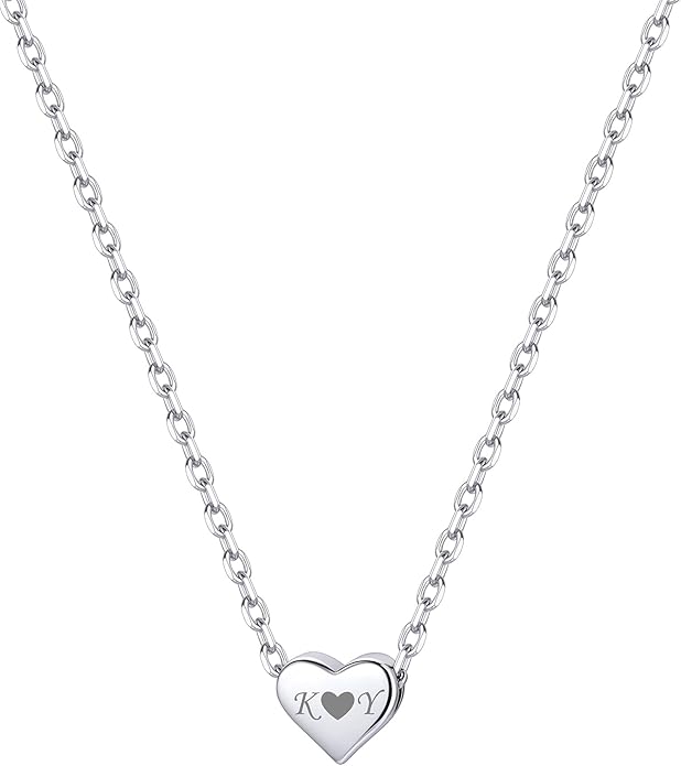 ChicSilver Personalized 925 Sterling Silver Dainty Small Heart/Star/Moon/Dot/Triangle Pendant Necklace for Women, Silver/Gold/Rose Gold/Black (with Gift Box)