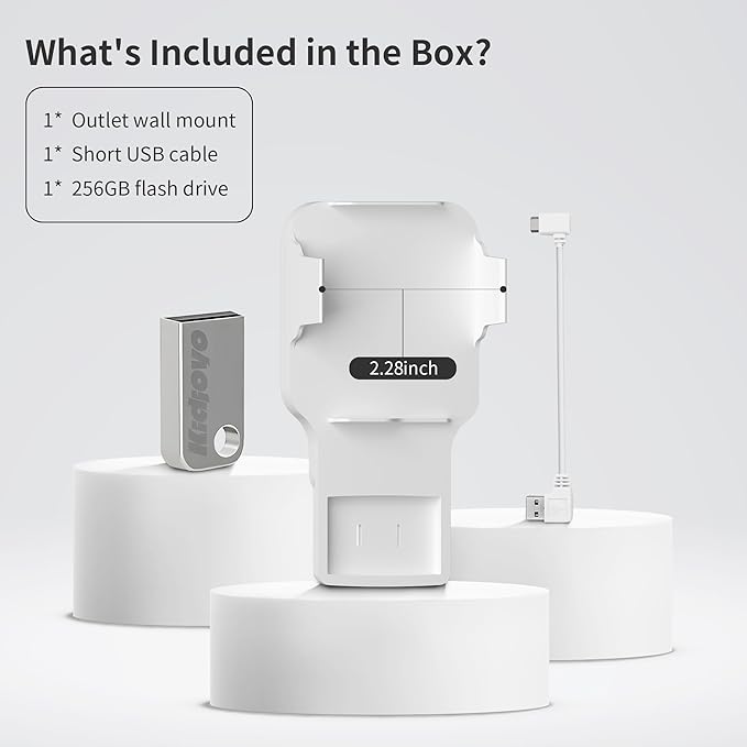 256GB USB Flash Drive & Outlet Wall Mount for Blink Sync Module 2 with Short Cable - Save Space - No Messy Wires - Easy Move Mount Bracket Holder for Blink Outdoor Indoor Security Camera (1 Pack)